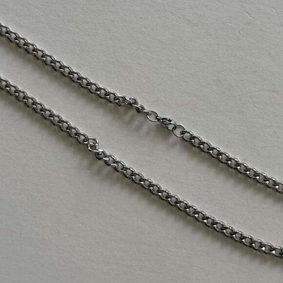 Y2K Silver Cuban Chain Necklace Stainless Steel 20 Inch Unisex Jewelry - Picture 7 of 7